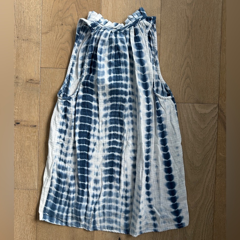 Heroes & Dreamers | Women's Tie-Dye Ruffle Neck Sleeveless Top, S - Picture 3 of 6